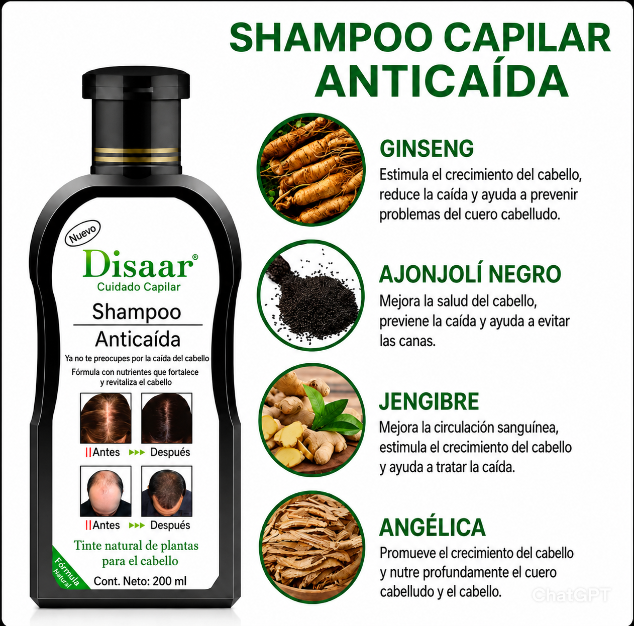 Shampoo Anticaída Hair Care Disaar 200 ML
